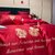 公主风60s支长绒棉贡缎四件套红色婚庆刺绣被套全棉1.8m床上用品(爱恋)第2张高清大图