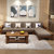 亚格林   中式 沙发组合客厅整装全实木中式家具布艺沙发简约沙发(海棠色 单人位)第5张高清大图