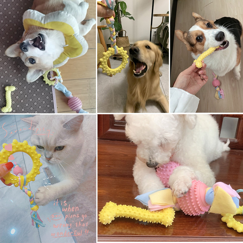 狗狗玩具球耐咬磨牙棒幼犬泰迪小狗解闷橡胶球小型犬狗咬胶狗用品刺球