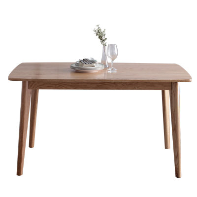 北欧现代白橡木实木原木色餐桌现代简约胡桃色餐桌(原木色 单餐桌)