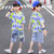 童装男童夏装套装2021年新款帅洋气中大儿童夏季潮网红两件套时髦(蓝色 160)第2张高清大图