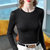 MISS LISA莫代尔t恤时尚圆领薄款长袖打底衫纯色弹力内搭上衣J1D2213(灰绿 M)第5张高清大图