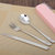 创意不锈钢便携式餐具三件套韩式学生可爱筷子叉子勺子套装旅行盒(粉色 三件套)第2张高清大图