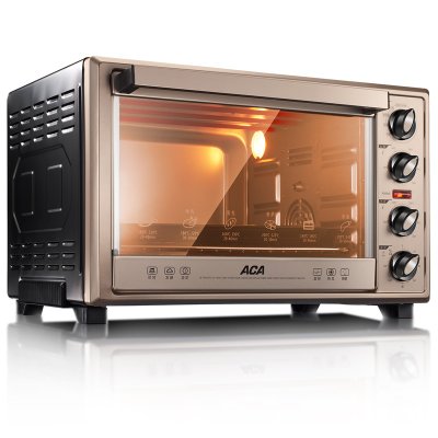 ACA ATO-CA38HT电烤箱 38L 香槟金尊贵色系 可上下火独立控温 热风循环 低温发酵 360度旋转烤