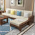 吉木多 新中式实木沙发组合小户型贵妃转角可变床沙发床(象牙白 1+2+3+长茶几+方几)第3张高清大图