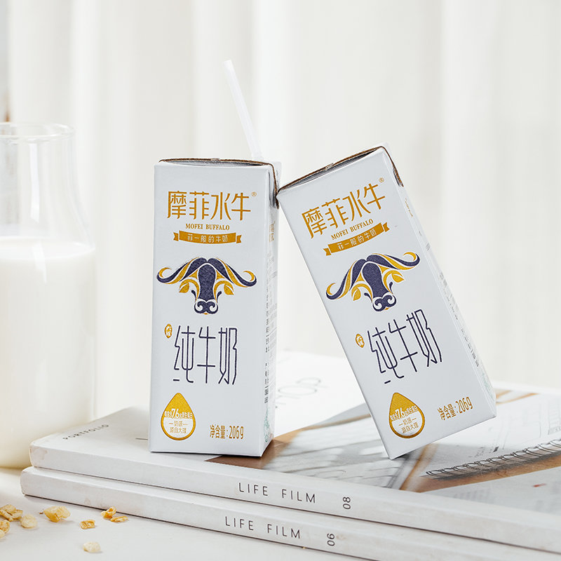 来思尔全脂摩菲水牛纯牛奶整箱206g10盒