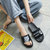 拖鞋女学生韩版新款百搭时尚外穿亮片厚底夏季一字拖沙滩网红女鞋女孩(2021招财猫（黑色+红色）)第5张高清大图
