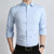 男士长袖衬衫修身商务纯色职业衬衫男(蓝色 XL)第3张高清大图