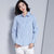 MISS LISA春夏装新款小清新休闲蓝白条纹衬衫立领衬衣长袖K1020(蓝色 XL)第2张高清大图
