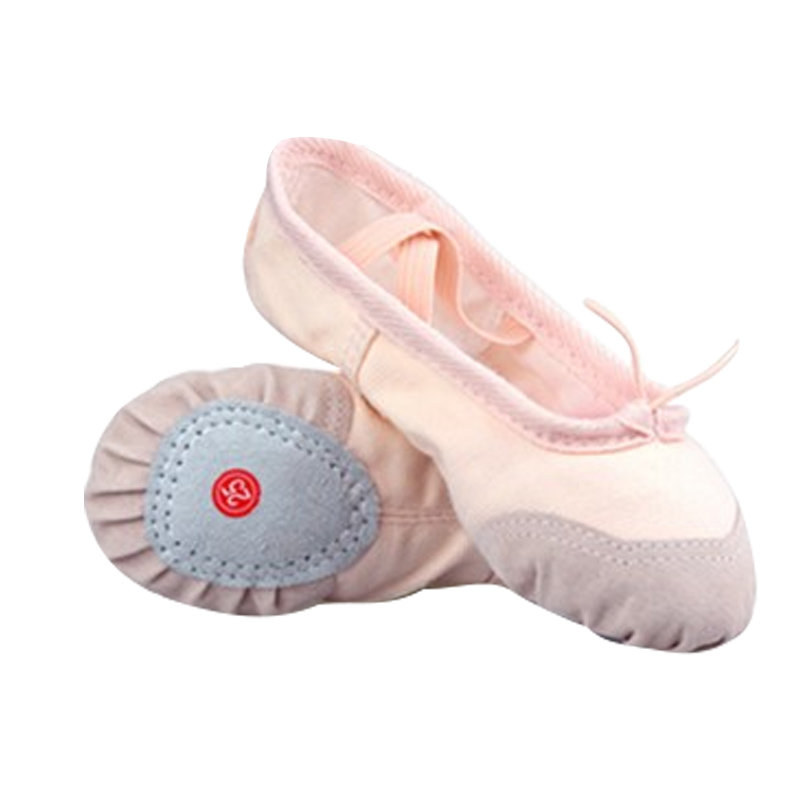 儿童舞蹈鞋女软底练功鞋白色形体瑜伽小学生跳舞猫爪帆布芭蕾舞鞋肉色