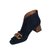 SUNTEK短靴女2021新款女鞋法式复古马丁靴中跟粗跟裸靴秋冬踝靴棕色(35 深蓝色（单里）)第4张高清大图