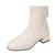 SUNTEK法式小短靴女鞋2021新款春秋马丁靴百搭单靴冬季加绒白色瘦瘦靴子(39 米白色（薄绒）)第3张高清大图