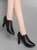 真皮女士皮鞋粗跟2022年春季新款软皮黑色深口单鞋时尚尖头高跟鞋(38 黑色/5350-1高跟(跟高7.4cm))第7张高清大图