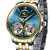 宾格（BINGER）手表男士机械表镂空个性全自动机械表防水时尚腕表(间金蓝面钢带)第3张高清大图