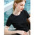 MISS LISA短袖t恤女装圆领棉体恤基础打底衫宽松上衣AL310229(黑色 XL)第2张高清大图