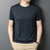 夏季薄款冰丝短袖t恤男士低领净版滑料速干半袖汗衫T恤上衣(黑色 L)第4张高清大图