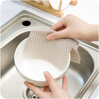 家用厨房一次性洗碗抹布不沾油家务清洁巾吸水清洁巾抹布 2卷(2卷100张  颜色随机)
