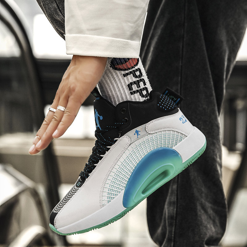 迈凯恩品牌新款aj35篮球鞋紫禁之巅郭艾伦款灰蓝红男女双气垫实战靴