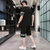 卡郎琪 短袖t恤男夏季新套装印花圆领T5分短裤潮流休闲运动套装男(KXP-T200S235黑色 XL)第2张高清大图