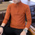 卡郎琪 男士新款秋冬季半高领保暖修身纯色毛衣 韩版针织衫潮流青年中领线衣黑色修身打底衫QCC126-1-827(橘红色 XXXL)第3张高清大图