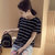 Mistletoe夏装新款韩版短袖条纹T恤女装打底衫休闲百搭女短袖(白色 M)第4张高清大图