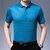 莱诗伯特   夏季中年格子短袖上衣翻领半袖polo衫男士短袖t恤8568(蓝色 180/115)第3张高清大图