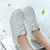 2017夏季新款镂空女鞋夏透气小白鞋子学生平底系带板鞋百搭休闲鞋(白绿 40)第2张高清大图