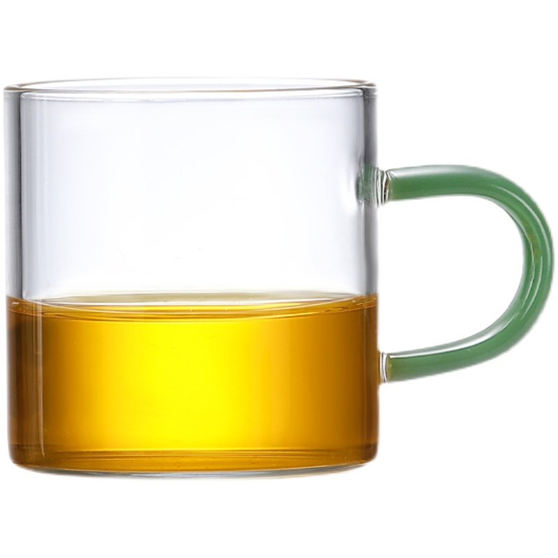 加厚耐热玻璃小茶杯带把家用功夫茶杯茶水杯架套装主人杯品茗杯子120