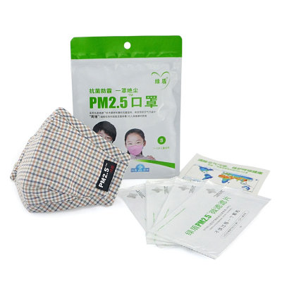 绿盾PM2.5抗菌防尘口罩秋冬塑料装（橙格）（S）