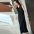 MISS LISA时尚气质长款连衣裙女式修身显瘦打底连衣裙高腰吊带裙EY3322(黑色 S)第4张高清大图