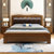 吉木多 橡胶木实木床1.8米现代中式软包床1.5米主卧双人床(1.5*2米胡桃色 床+床垫+床头柜*2)第4张高清大图