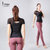 IYOGA专业瑜伽服T恤女高端速干健身跑步运动显瘦上衣带胸垫一体夏(黑色 M)第2张高清大图