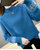 针织衫女2022春装新款宽松外穿半高领打底衫女提花百搭毛衣上衣422(蓝色 均码)第4张高清大图