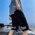 短裤男士夏季新款外穿休闲薄款五分沙滩裤2021年潮流字母宽松中裤(黑色 3XL)第2张高清大图