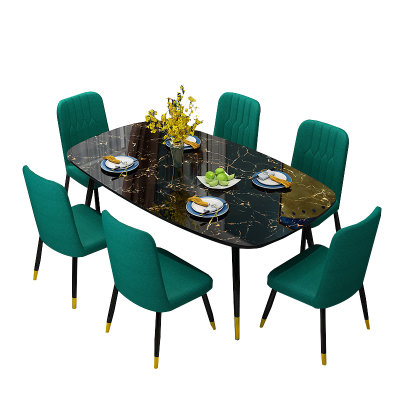 睿趣北欧ins大理石餐桌长方形餐桌椅组合现代简约小户型吃饭桌子家用(默认 120X70白花纹单桌)