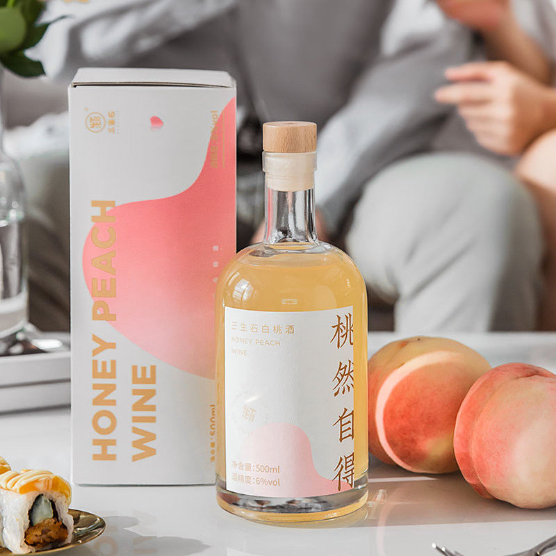 下单赠定制杯三生石白桃酒女士低度甜酒适合聚餐喝的酒果酒500ml礼盒