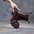 SUNTEK烟筒靴女鞋2021春秋季新款单马丁靴切尔西厚底增高瘦瘦靴短靴(39 棕色加绒（印花）)第5张高清大图