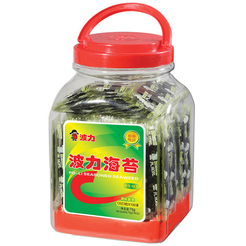 国美自营波力休闲零食小零食海苔礼桶75g