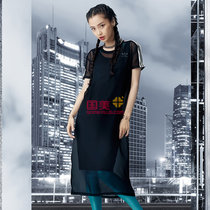 ADIDAS 三叶草杨颖同款女子网纱短袖休闲连衣裙 BJ8188/BJ8189(黑色 XL)