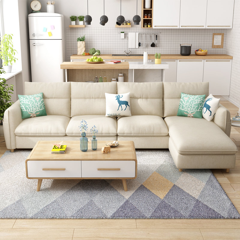 美天乐布艺沙发组合北欧乳胶沙发现代简约客厅整装中小户型家具沙发