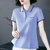 纯棉短袖t恤女夏季2022年新款宽松女装洋气减龄高品质带领polo衫(紫蓝色 XXXL)第2张高清大图