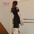 莉菲姿 2019韩版新款时尚气质显瘦不规则蕾丝拼接包臀露肩连衣裙(黑色)第5张高清大图