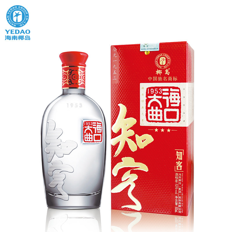 椰岛官方旗舰店 海口大曲知客白酒500ml*6瓶 52度浓香型白酒整箱(一支