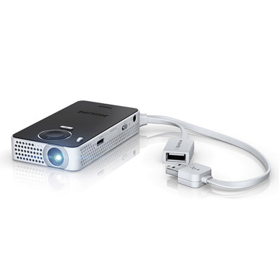 飞利浦（PHILIPS）PPX4350微型LED投影机【真快乐自营 品质保证】内置4G内存可MP4播放器，可通过USB，HDMI接口直接连接智能手机安卓手机Iphone6 5 5S都兼容，可随时分享手机内的图片视频文件