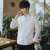 森雷司男士长袖衬衫男装2019春秋季新款潮流休闲长袖衬衣(白色 M)第5张高清大图