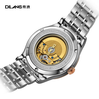 帝浪(DILANG)情侣手表 机械表男士钢带手表全自动机械防水进口机芯K8(白盘素银 女款)