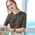 MISS LISA中袖t恤女装立体条纹五分袖体恤纯色气质圆领上衣AL301867(巧克力色 XXXL)第3张高清大图