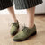 羽陌伦诗 春季新款英伦风女鞋尖头擦色雕花系带粗跟单鞋 R208(绿色 35)第3张高清大图