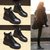 SUNTEK马丁靴女英伦风2021年秋冬季新款女鞋加绒棉鞋厚底内增高短靴(39 黑色【平底-绒里】)第2张高清大图