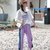女童夏装套装2019新款韩版网红大童时髦运动两件套超洋气十件装 紫 150cm(s 白)第5张高清大图